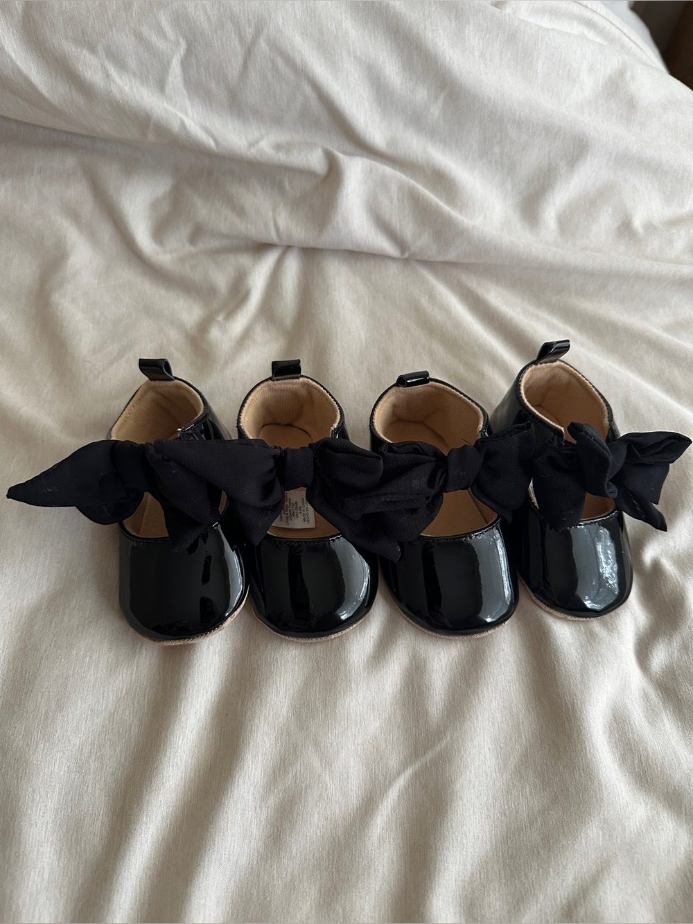 Baby Girls Black Dress Shoes Mary Jane Shoes with Bow - Twin shoes matching